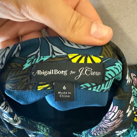 J.Crew Abigail Borg Dress, Multi Color, Size 6, Buttons up the front + waist tie - Picture 5 of 8